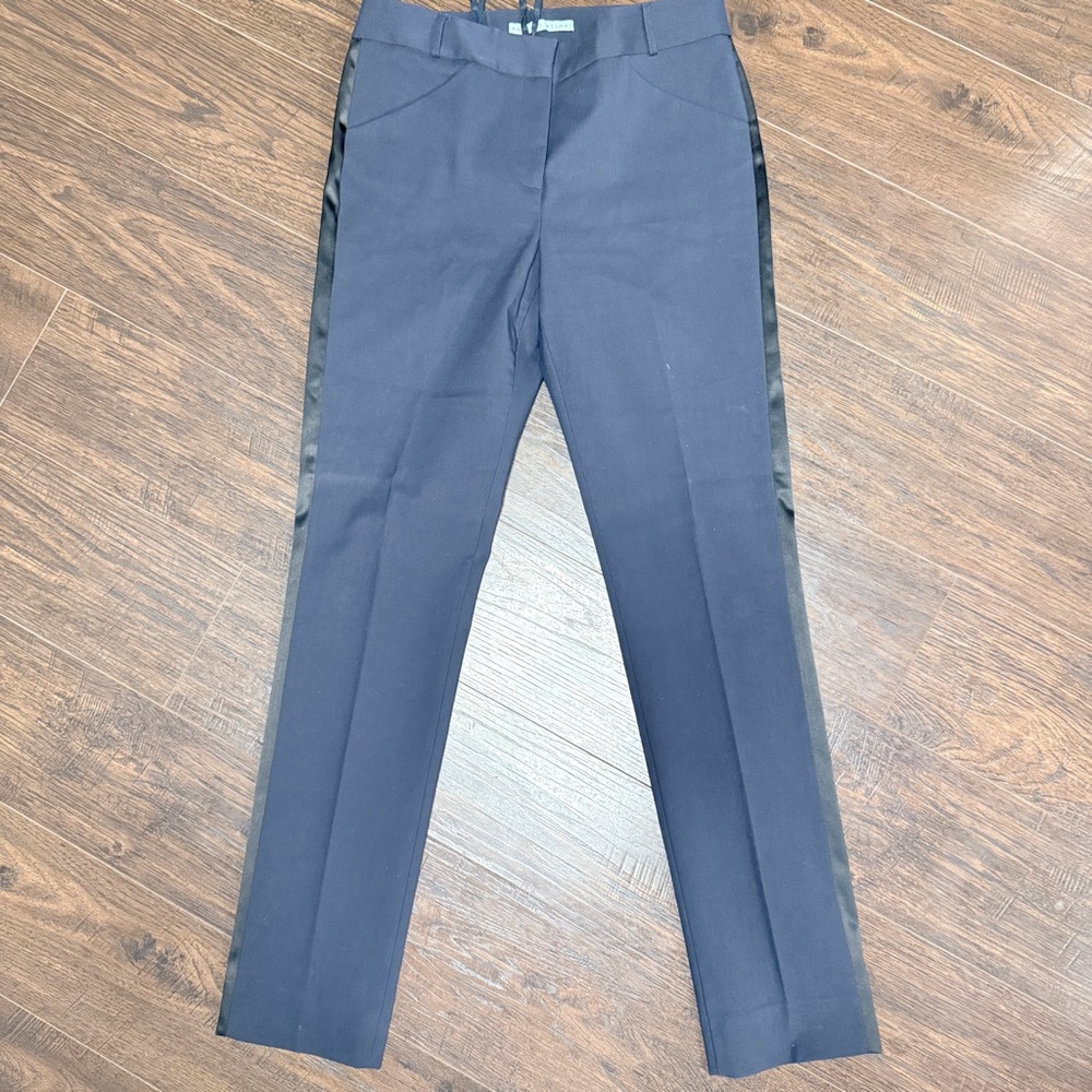 ANTONIO MELANI TUXEDO BLACK SATIN STRIPE NAVY DRESS PANTS